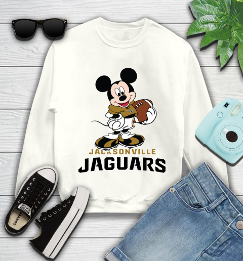 NFL Football Jacksonville Jaguars Cheerful Mickey Mouse Shirt Youth Sweatshirt 2