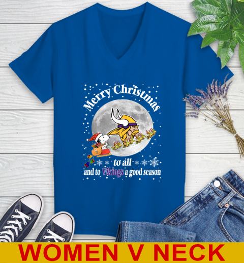 Minnesota Vikings Merry Christmas To All And To Vikings A Good Season NFL Football Sports Women's V-Neck T-Shirt 9