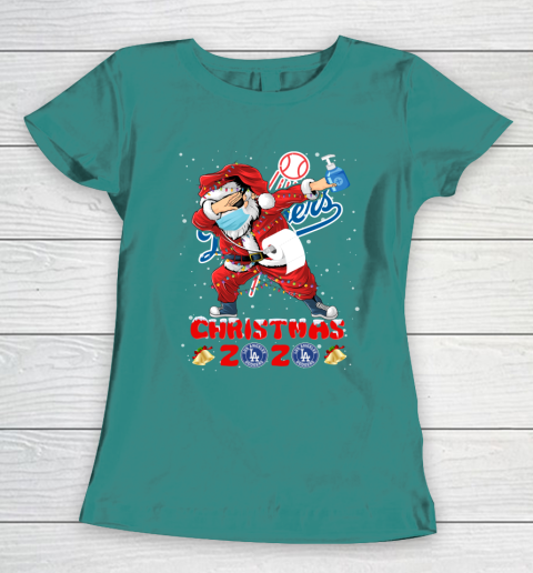 Los Angeles Dodgers Funny Santa Claus Dabbing Christmas 2020 MLB Women's T-Shirt 10