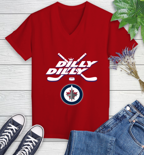 NHL Winnipeg Jets Dilly Dilly Hockey Sports Women's V-Neck T-Shirt 12