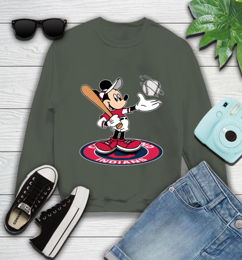 MLB Baseball Cleveland Indians Cheerful Mickey Disney Shirt Youth Sweatshirt 9