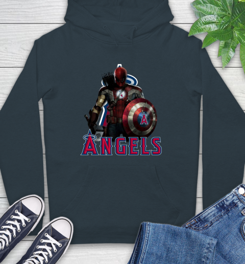 MLB Captain America Thor Spider Man Hawkeye Avengers Endgame Baseball Los Angeles Angels Hoodie 7