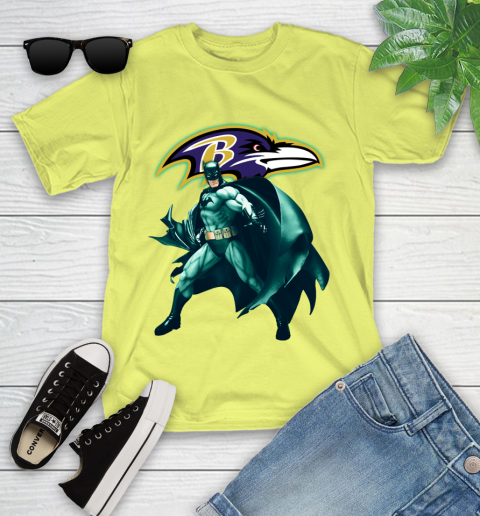 NFL Batman Football Sports Baltimore Ravens Youth T-Shirt 8