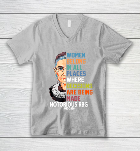 Notorious RBG 1933  2020 Women Belong In All Places Ruth Bader Ginsburg V-Neck T-Shirt 3