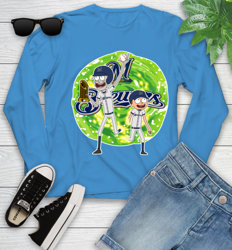 MLB Milwaukee Brewers Rick And Morty Commissioner's Trophy Baseball Sports Youth Long Sleeve 7