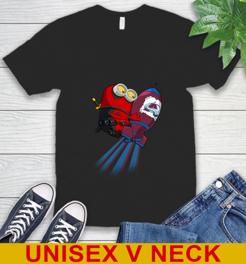 NHL Hockey Colorado Avalanche Deadpool Minion Marvel Shirt V-Neck T-Shirt