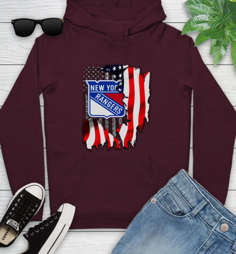 New York Rangers NHL Hockey American Flag Youth Hoodie 7