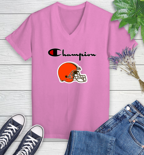 NFL Football Cleveland Browns Champion Shirt Women's V-Neck T-Shirt 10
