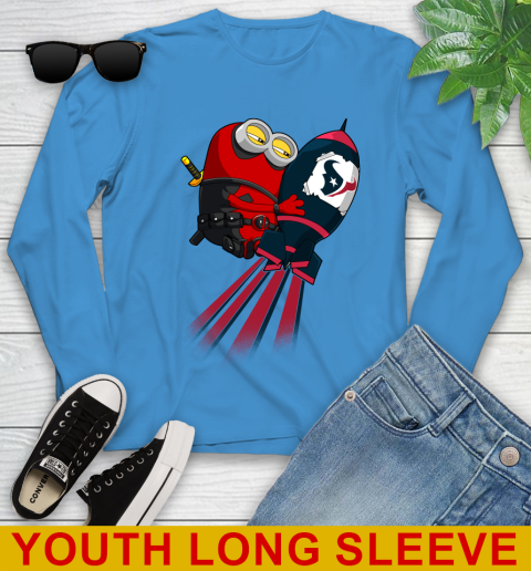 NFL Football Houston Texans Deadpool Minion Marvel Shirt Youth Long Sleeve 8