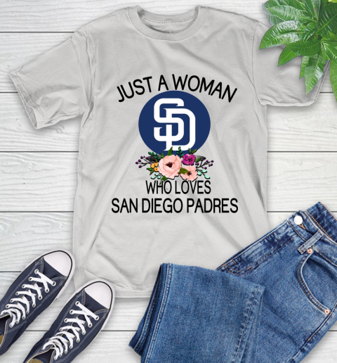 MLB Just A Woman Who Loves San Diego Padres Baseball Sports T-Shirt