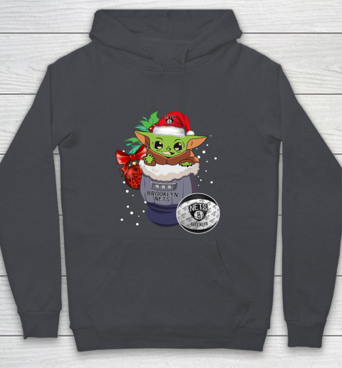 Brooklyn Nets Christmas Baby Yoda Star Wars Funny Happy NBA Youth Hoodie 7