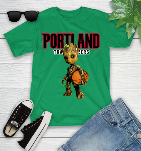 Portland Trail Blazers NBA Basketball Groot Marvel Guardians Of The Galaxy Youth T-Shirt 6