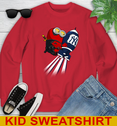 MLB Baseball New York Yankees Deadpool Minion Marvel Shirt Youth Sweatshirt 7