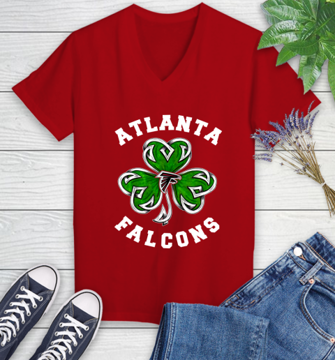 NFL Atlanta Falcons Three Leaf Clover St Patrick's Day Football Sports Women's V-Neck T-Shirt 11