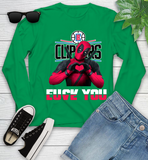 NBA LA Clippers Deadpool Love You Fuck You Basketball Youth Long Sleeve 7
