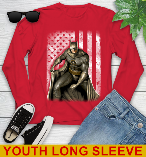 New Orleans Saints NFL Football Batman DC American Flag Shirt Youth Long Sleeve 11