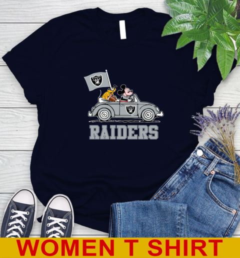 NFL Football Oakland Raiders Pluto Mickey Driving Disney Shirt Women's T-Shirt 3