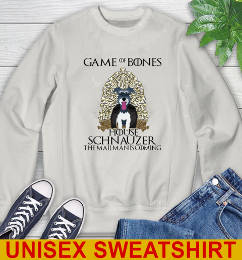 Game of bones house schnauzer dog the mailman is coming tshirt 36