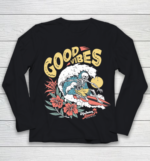 Good Vibes Skeleton Surfer Youth Long Sleeve
