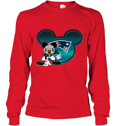 NFL New England Patriots Mickey Mouse Disney Football T Shirt qNF6ymDLmxF long sleeve tee 14 95 151514 front red