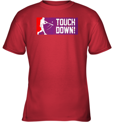 zfxn touchdown baseball funny family gift base ball youth t shirt 26 front red