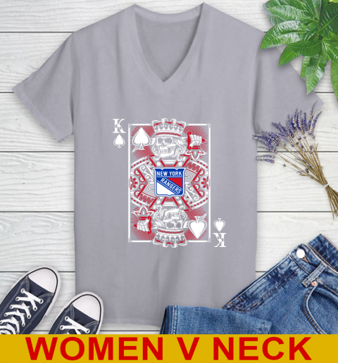 New York Rangers NHL Hockey The King Of Spades Death Cards Shirt Women's V-Neck T-Shirt 4