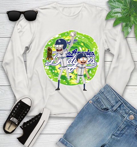MLB Los Angeles Dodgers Rick And Morty Commissioner's Trophy Baseball Sports Youth Long Sleeve 12