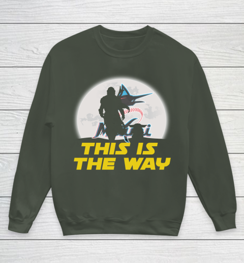 Miami Marlins MLB Baseball Star Wars Yoda And Mandalorian This Is The Way Youth Sweatshirt 8