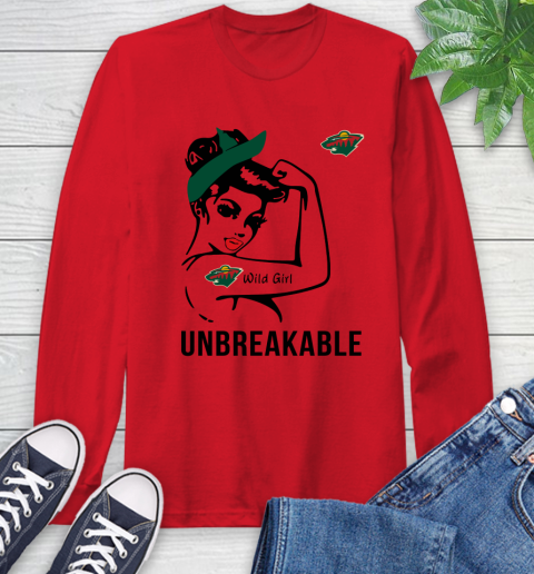 NHL Minnesota Wild Girl Unbreakable Hockey Sports Long Sleeve T-Shirt 9