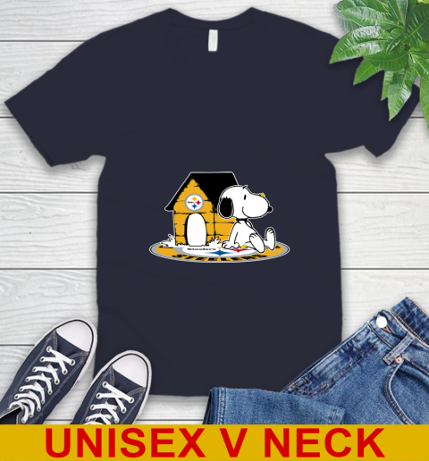 NFL Football Pittsburgh Steelers Snoopy The Peanuts Movie Shirt V-Neck T-Shirt 3