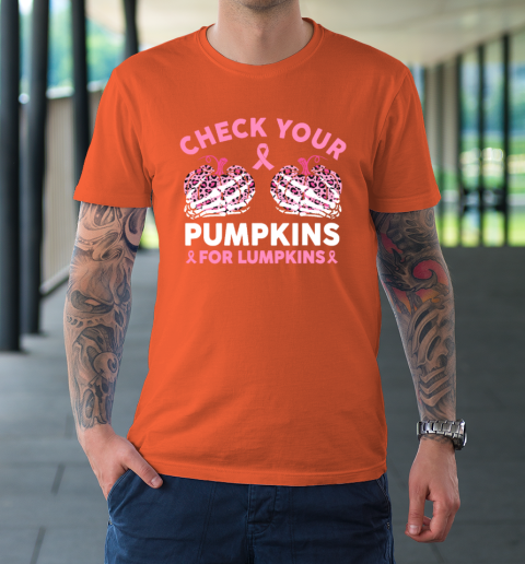 Check Your Pumpkins Breast Cancer Awareness Halloween T-Shirt