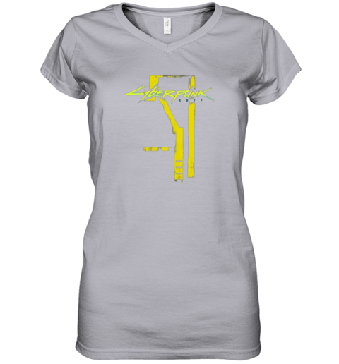 Cyberpunk 2077 Logo Women's V-Neck T-Shirt - Father Figure Cyberpunk 2077 Logo Women's V-Neck T-Shirt - Father Figure