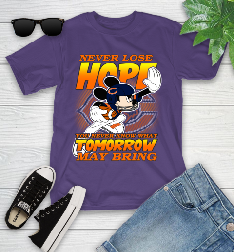 Chicago Bears NFL Football Mickey Disney Never Lose Hope Youth T-Shirt 3