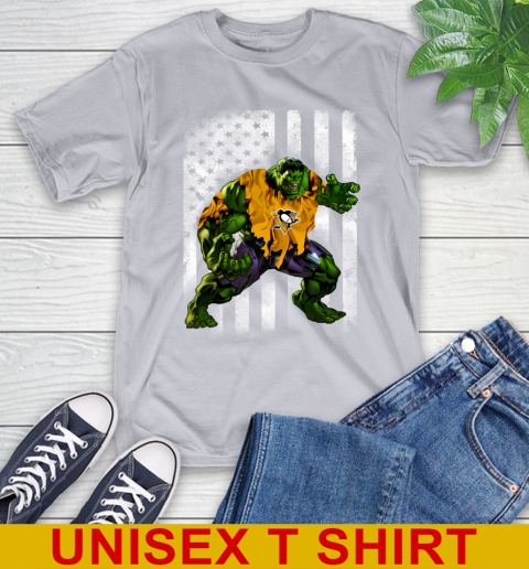 Pittsburgh Penguins Hulk Marvel Avengers NHL Hockey American Flag T-Shirt 5