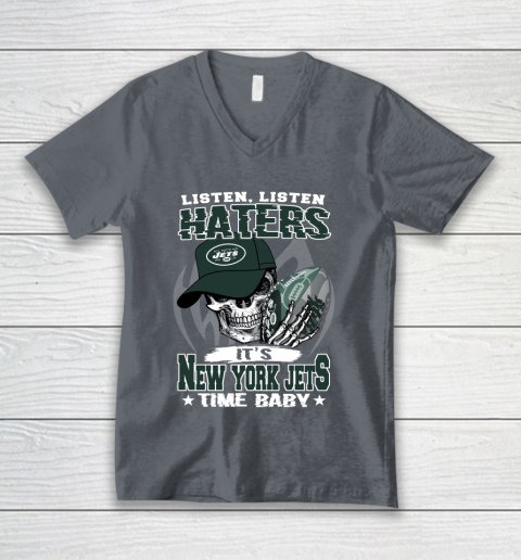 Listen Haters It is JETS Time Baby NFL V-Neck T-Shirt 4