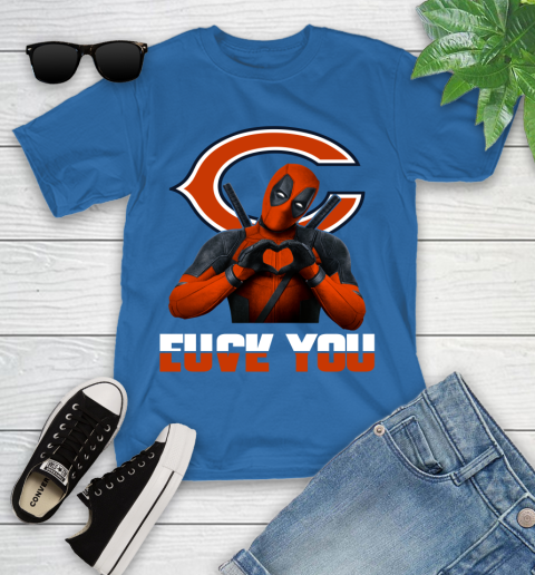NHL Chicago Bears Deadpool Love You Fuck You Football Sports Youth T-Shirt 12