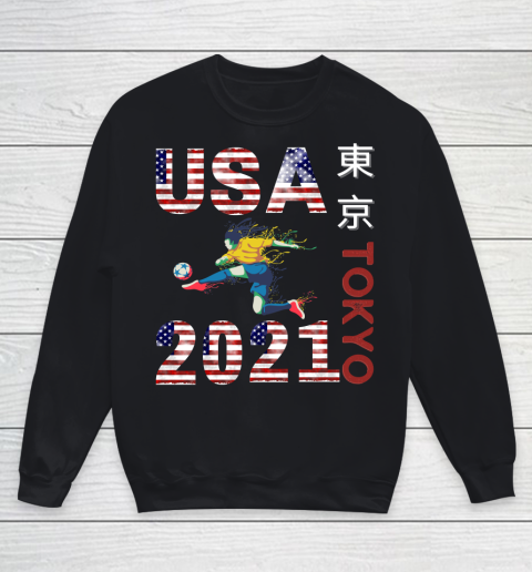 Tokyo Olympics 2021 USA Team Soccer American Flag Youth Sweatshirt