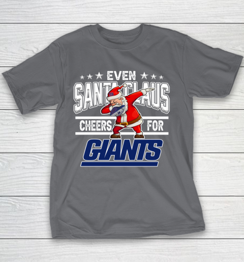 New York Giants Even Santa Claus Cheers For Christmas NFL Youth T-Shirt 5