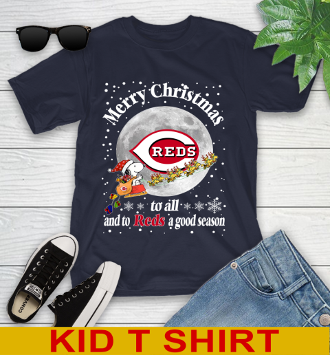Cincinnati Reds Merry Christmas To All And To Reds A Good Season MLB Baseball Sports Youth T-Shirt 2