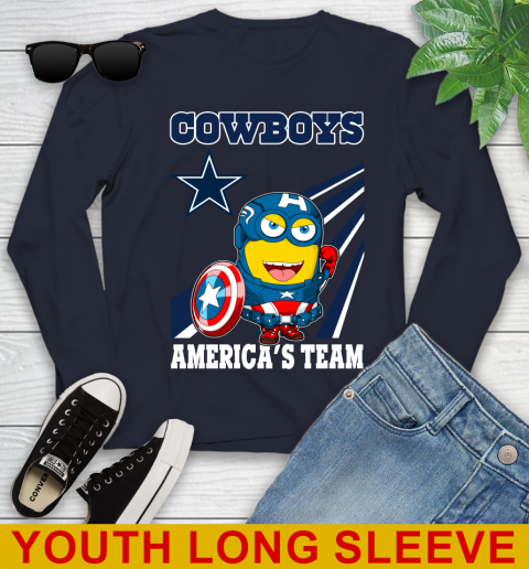 NFL Football Dallas Cowboys Captain America Marvel Avengers Minion Shirt Youth Long Sleeve 2