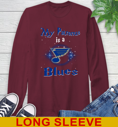 NHL Hockey Harry Potter My Patronus Is A St.Louis Blues Long Sleeve T-Shirt 7