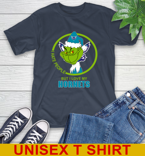 Charlotte Hornets NBA Christmas Grinch I Hate People But I Love My Favorite Basketball Team T-Shirt 4