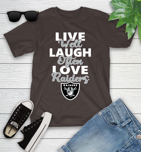 NFL Football Oakland Raiders Live Well Laugh Often Love Shirt Youth T-Shirt 6