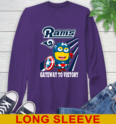 NFL Football Los Angeles Rams Captain America Marvel Avengers Minion Shirt Long Sleeve T-Shirt 5