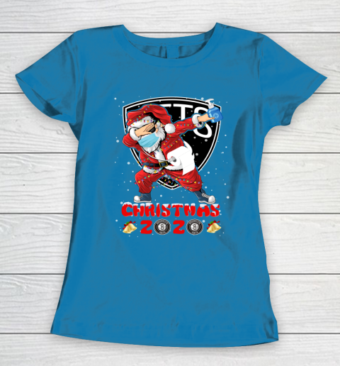 Brooklyn Nets Funny Santa Claus Dabbing Christmas 2020 NBA Women's T-Shirt 6