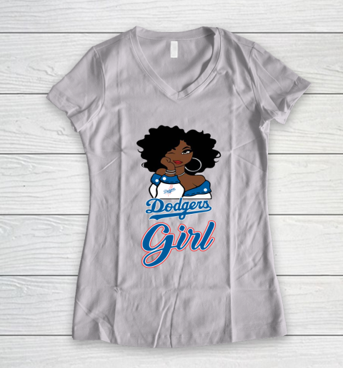 Los Angeles Dodgerss Girl MLB Women's V-Neck T-Shirt 2