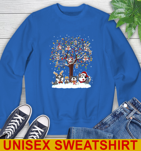 Husky dog pet lover light christmas tree shirt 176