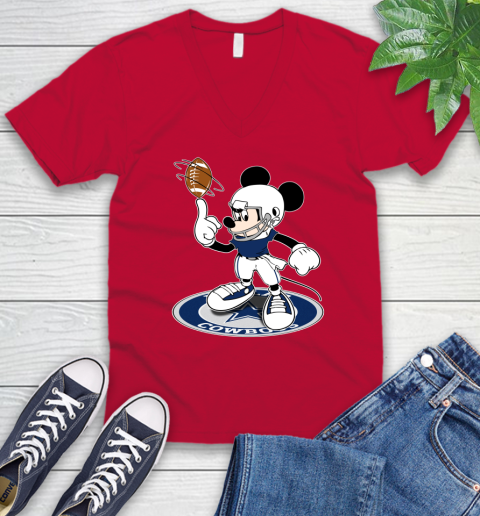 NFL Football Dallas Cowboys Cheerful Mickey Disney Shirt V-Neck T-Shirt 7