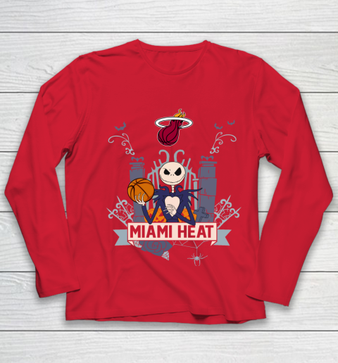 NBA Miami Heat Basketball Jack Skellington Halloween Youth Long Sleeve 8