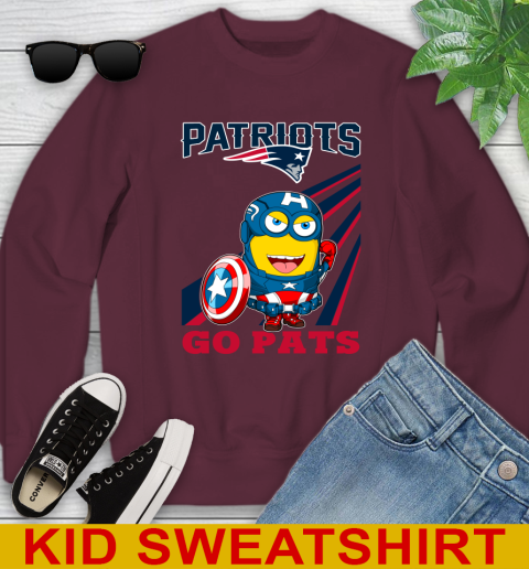 NFL Football New England Patriots Captain America Marvel Avengers Minion Shirt Youth Sweatshirt 4